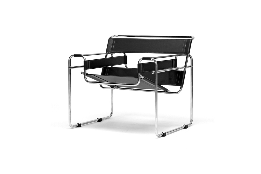 Black Bonded Leather Wassily Chair Affordable Modern Furniture